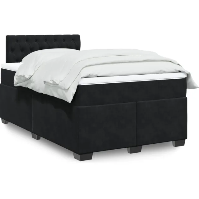 vidaXL Boxspring met matras fluweel zwart 120x200 cm