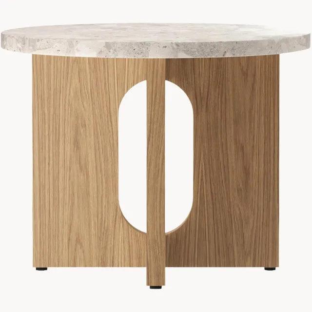 Audo Copenhagen Ronde bijzettafel Ibiza met tafelblad van zandsteen Beige
