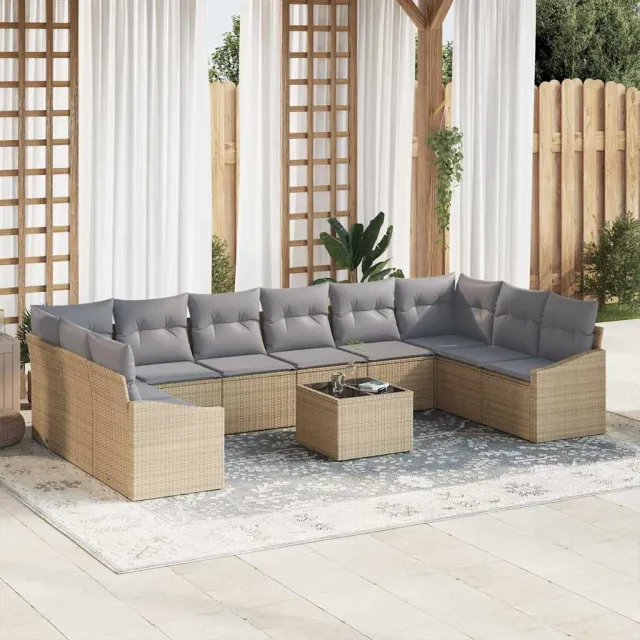 vidaXL Bankstel 11 st Beige poly rattan, foto 2