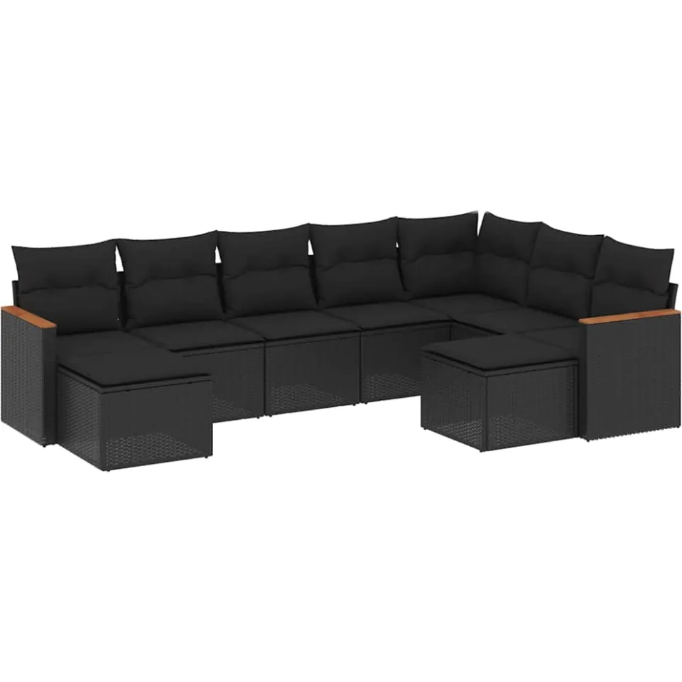 vidaXL Patio Sofa Set 9-zits Black, foto 3