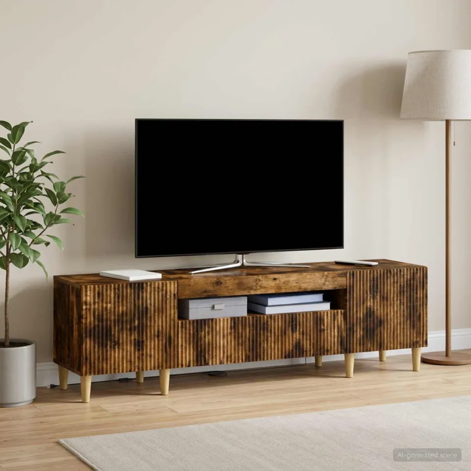 vidaXL LED tv-meubel ARNHEM 153 x 35 x 43 cm Gerookt eiken, foto 4