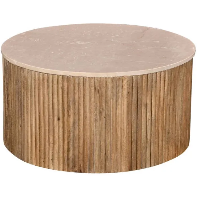 Giga Meubel Salontafel Davi - Rond - Naturel - Marmer - Ø70cm