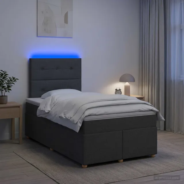 vidaXL Boxspringbed met matras Donkergrijs 120 x 200 cm Stof