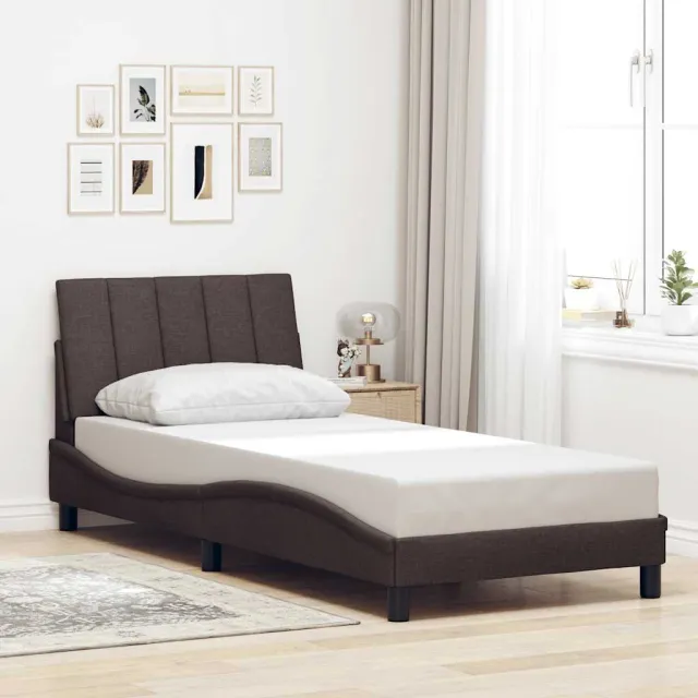 vidaXL Bedframe zonder matras "Hanko" 90x190 cm stof donkerbruin bruin