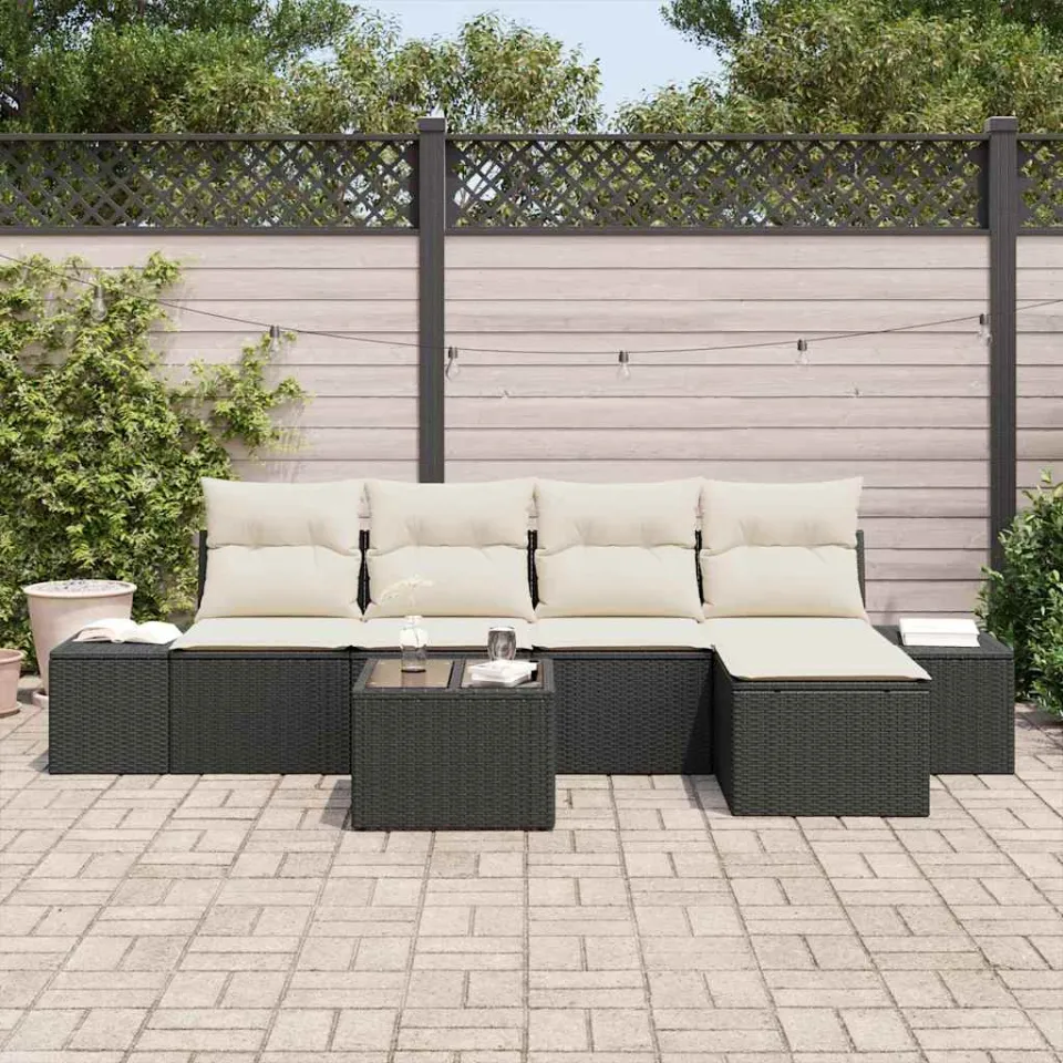 vidaXL Tuin Sofa Set 6 st Zwart poly rattan, foto 3