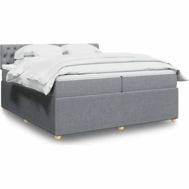 vidaXL Boxspring met matras stof lichtgrijs 200x200 cm grijs