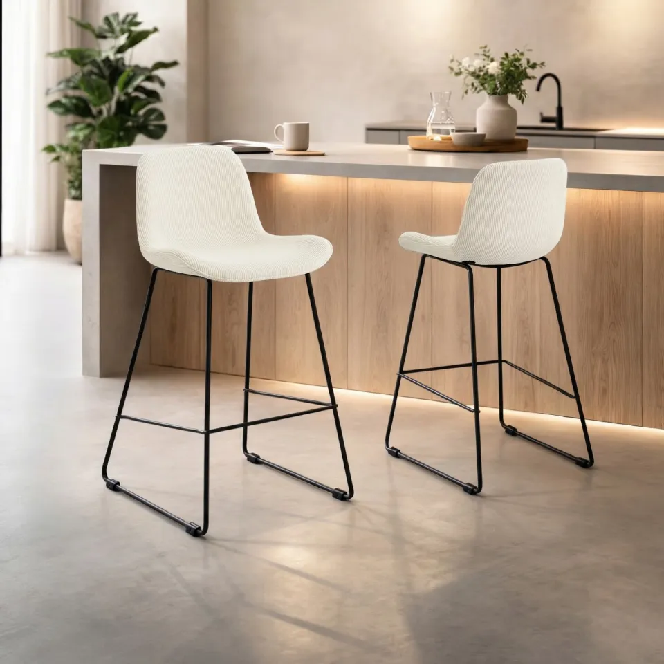 Nolon Nino-Fé barkruk rib beige - zwart onderstel - 65 cm, foto 2