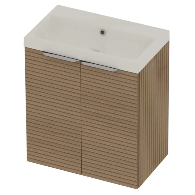 Basic-Line Pretty 36 Badmeubelset Polystone Zonder Kraangat 60x36x70 cm Lamello Oak Glans Wit