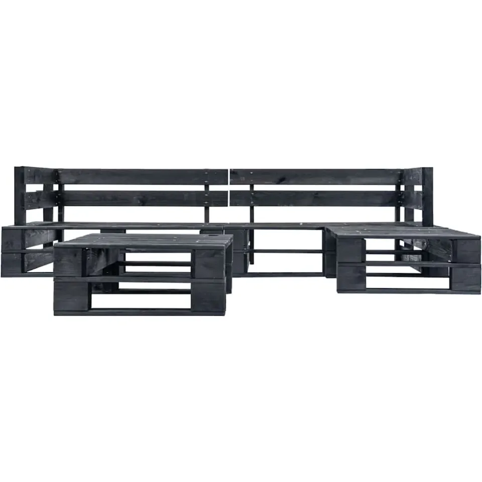 vidaXL 4-delige Loungeset pallet hout zwart