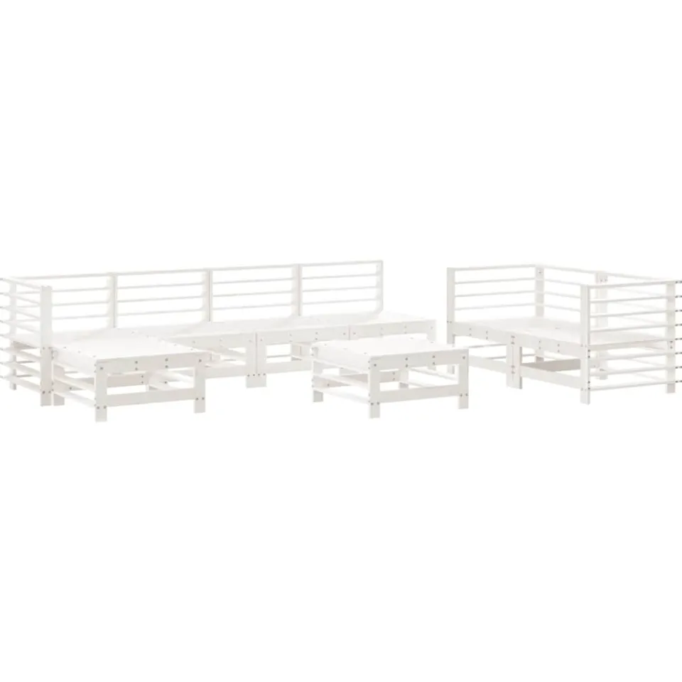 vidaXL 8-delige Loungeset massief grenenhout wit