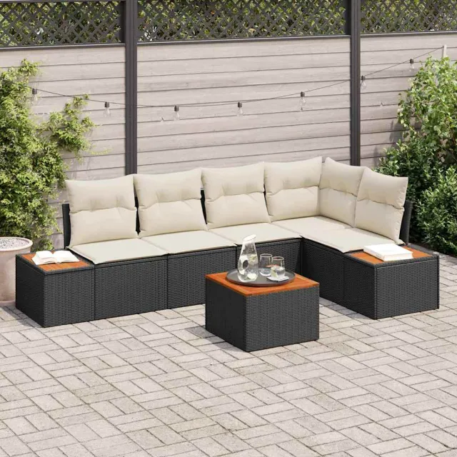 vidaXL Tuinbankenset 6 st Zwart Poly riet, foto 2