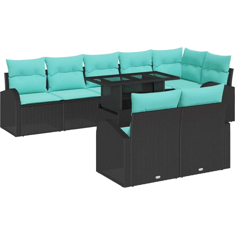 vidaXL Tuin Sofa Set 9 st Zwart Poly riet