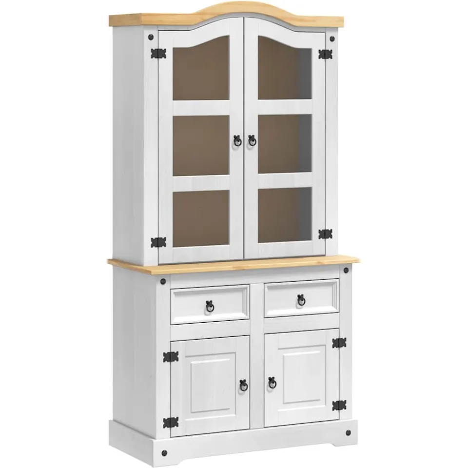 vidaXL Dressoir CORONA Wit 100 x 48,5 x 179 cm Massief grenenhout, foto 3