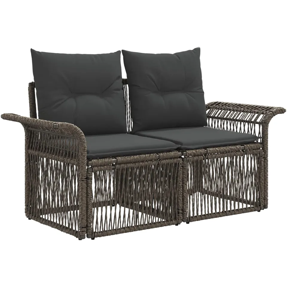 vidaXL Tuinbankenset 11 st 10-zits Grijs poly rattan