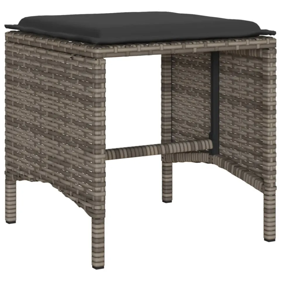 vidaXL 6-delige Loungeset met kussens poly rattan grijs, foto 4