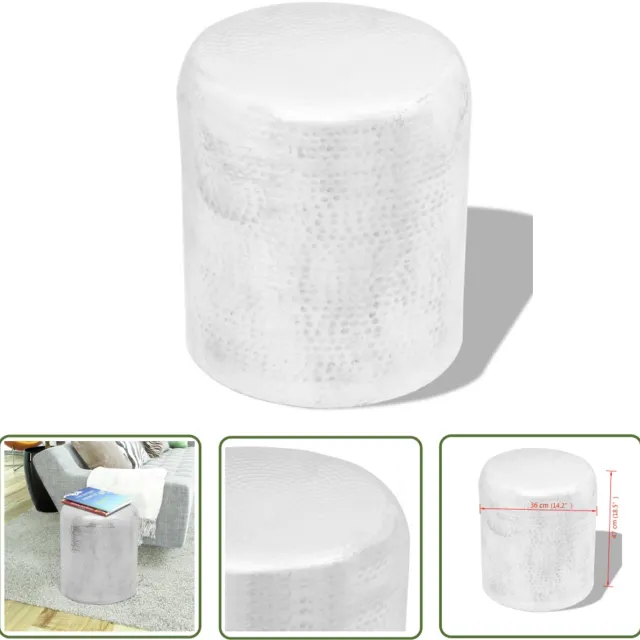 vidaXL Krukje/bijzettafeltje - gehamerd - aluminium - zilverkleurig