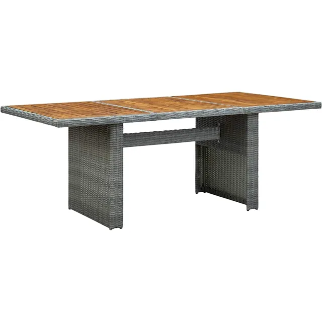 vidaXL Tuintafel poly rattan en massief acaciahout lichtgrijs