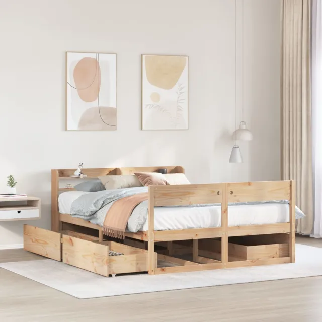 vidaXL Bedframe zonder matras massief grenenhout 150x200 cm Bruin
