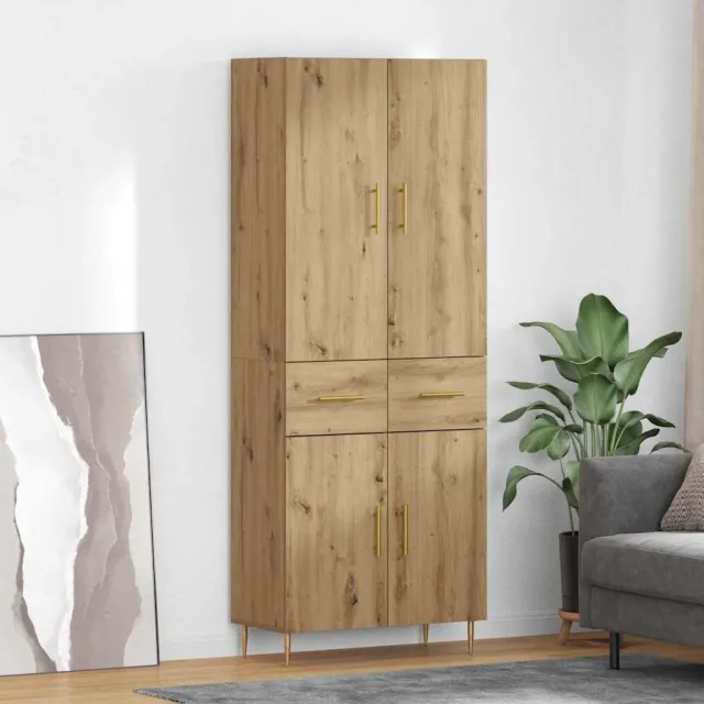 vidaXL Highboard Artisan Eiken 69,5 x 34 x 180 cm Bewerkt hout Bruin