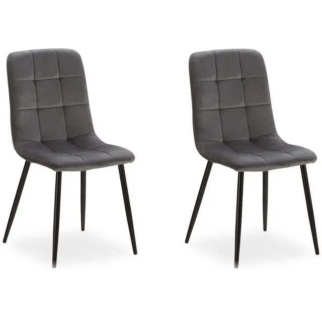 Homestyle4u Eetkamerstoelen - Set van 2 - Grijs - Fluweel