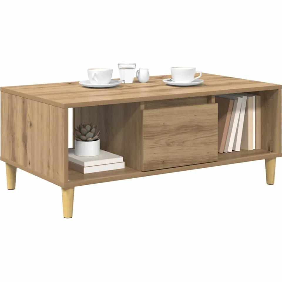vidaXL Salontafel Artisan Eiken 90 x 50 x 26.5 cm Bewerkt hout Bruin