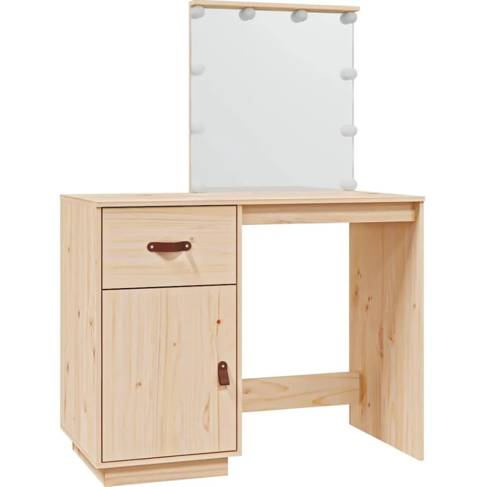 vidaXL Kaptafel met LED 95x50x133,5 cm massief grenenhout Bruin