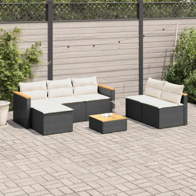 vidaXL 5-delige Loungeset met kussens poly rattan acacia zwart, foto 2