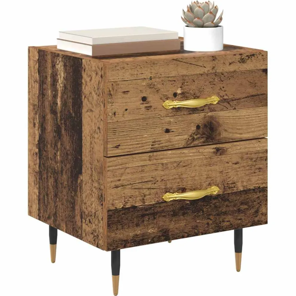 vidaXL Nachtkastje Oudhout 40 x 35 x 47,5 cm Bewerkt hout Bruin