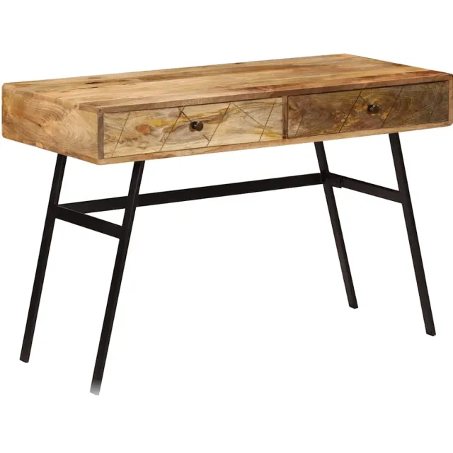 vidaXL Schrijftafel met lades 110x50x76 cm massief mangohout Bruin