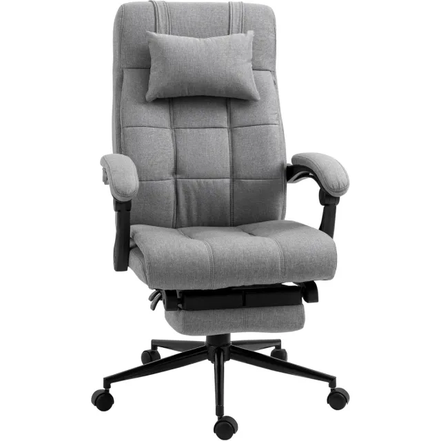 FANGDE Ergonomische Bureaustoel Schreibtischstoel Met Hoofdkussen Armleuningen Voetensteun Hoogte Verstelbaar 66x70x116-124 cm Lichtgrijs Linen Draaistoel Ligfunctie 360掳 Roterend Computerstoel Home Office Comfort Stoel Belastbaar 120 kg