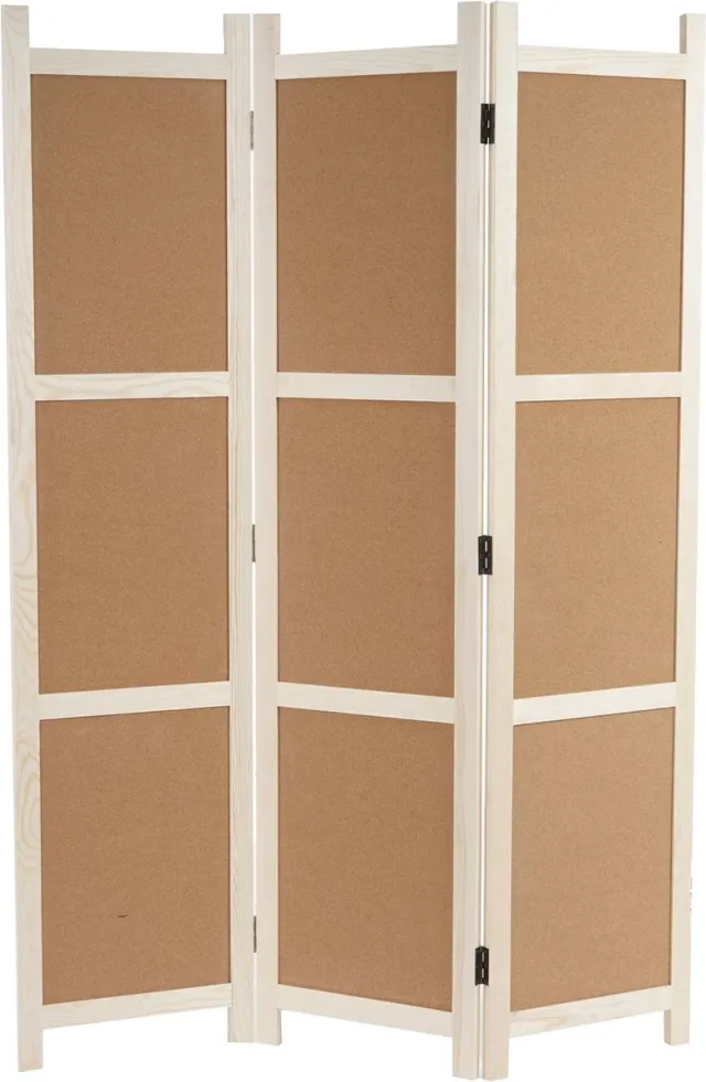 MCW Kamerscherm MCW-G52, kamerscherm, privacyscherm, kurk prikbord ~ bruin, 3 panelen 166x121cm