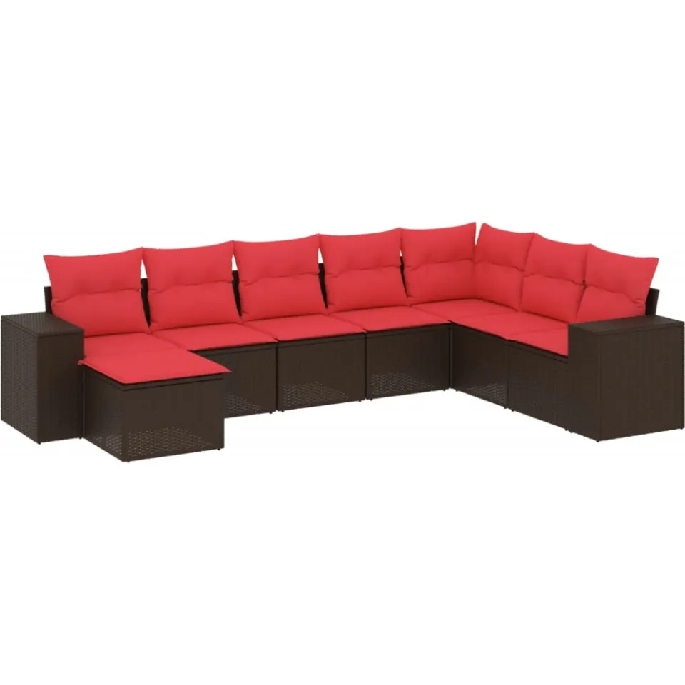 vidaXL 8-delige tuinbankset met kussens, bruin polyrotan, foto 3