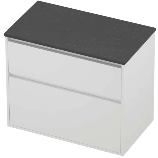 Proline Deck Badmeubelset Hardsteen Greeploos Asymmetrisch Kader 80x46x67 cm Blue Stone Mat White Mat Wit