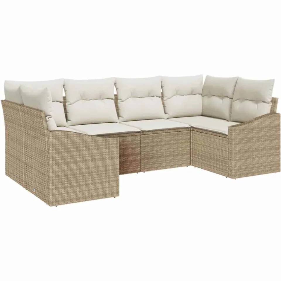vidaXL Bankstel 6 st Beige poly rattan