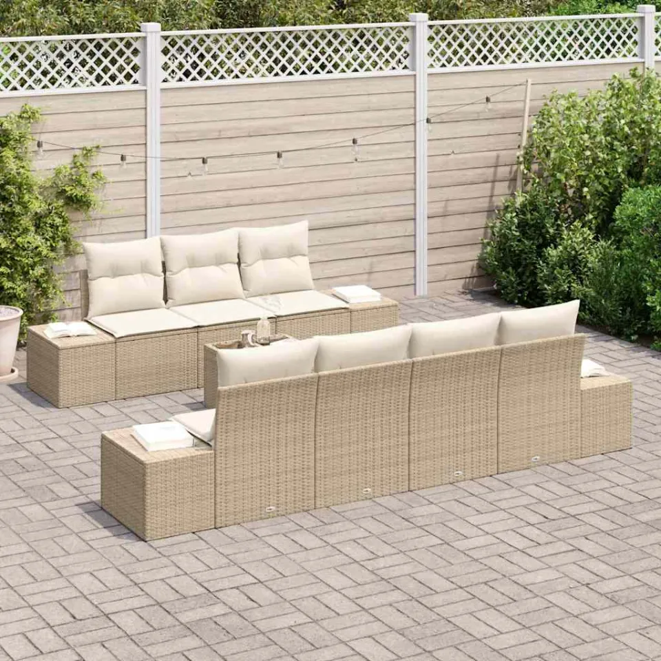 vidaXL Tuin Sofa Set 8 st Beige poly rattan, foto 3
