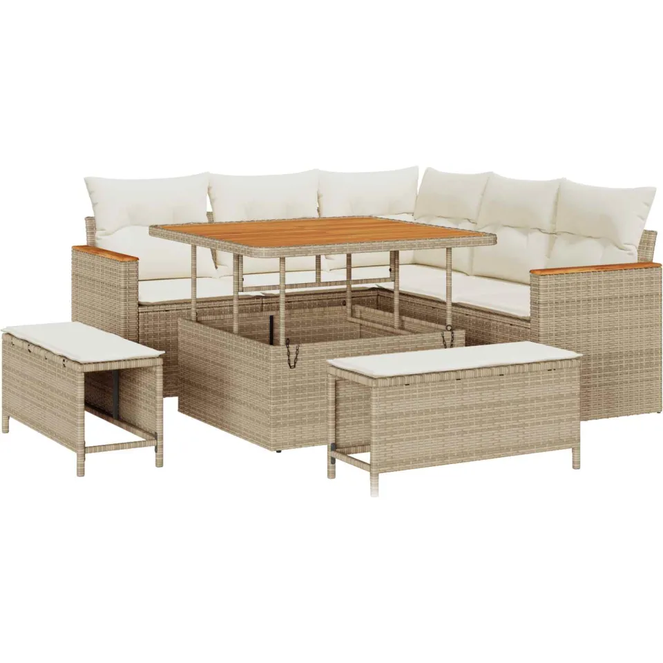 vidaXL Tuinbankenset 8 st Beige poly rattan
