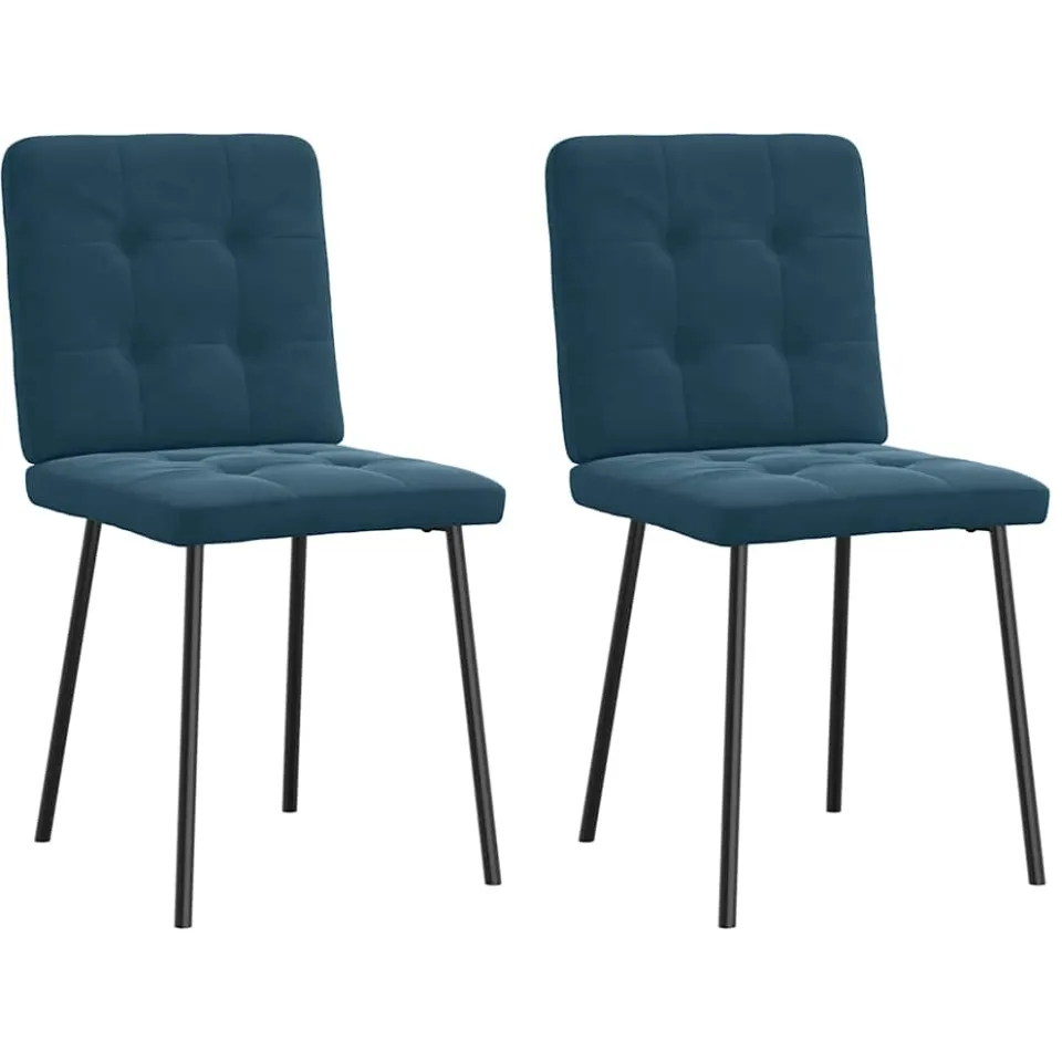 vidaXL Eetkamerstoelen 2 st fluweel blauw, foto 3