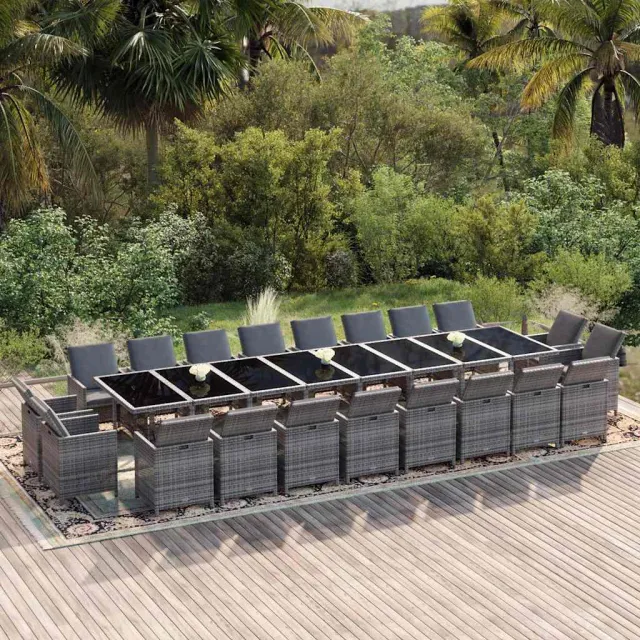 vidaXL 21-delige Tuinset met kussens poly rattan grijs, foto 2