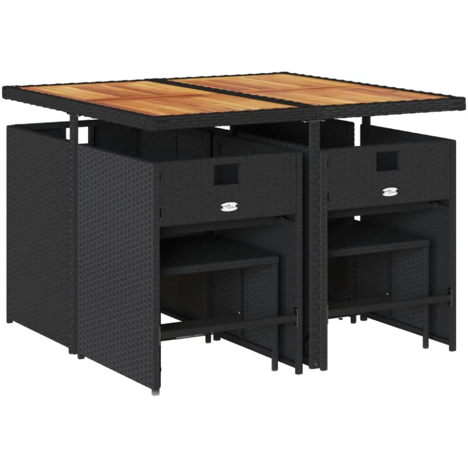 vidaXL 9-delige Tuinset poly rattan zwart