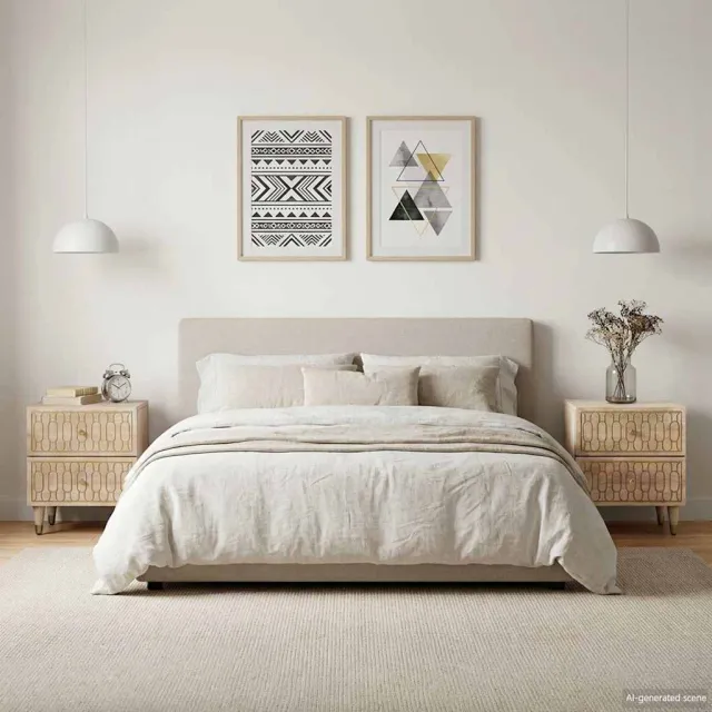 vidaXL Nachtkastjes 2 st 40x33x46 cm massief mangohout bruin, foto 2