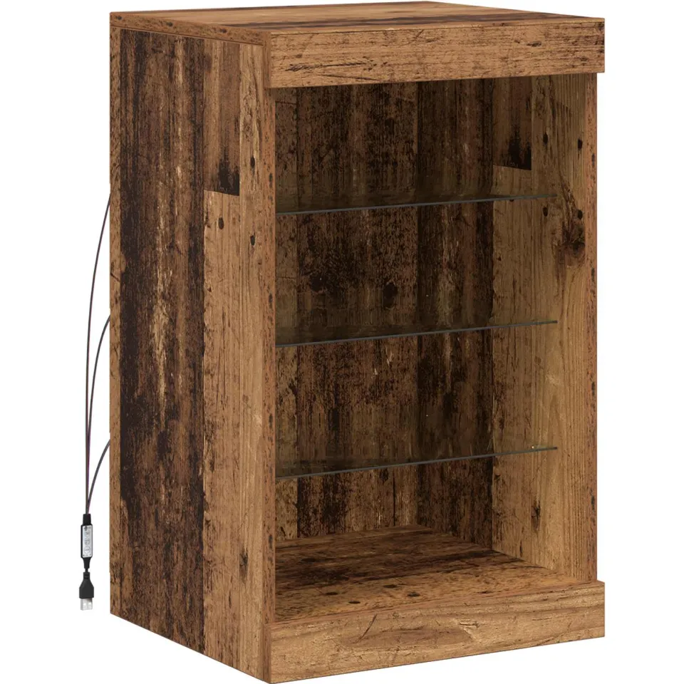 vidaXL LED Sideboard Oudhout 41 x 37 x 67 cm Bewerkt hout bruin, foto 3