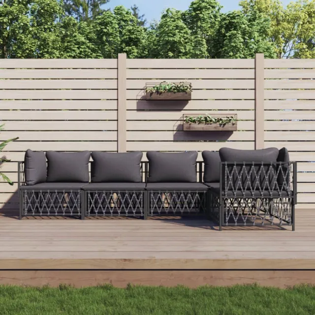 vidaXL 5-delige Loungeset met kussens staal antracietkleurig, foto 2