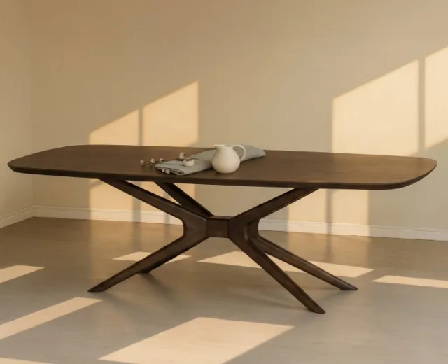Meubelplaats Eettafel Jax Deens ovaal mangohout 200x110 cm - Walnoot bruin - Japandi