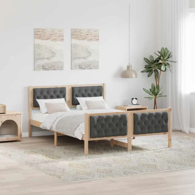 vidaXL Bedframe Donkergrijs 150 x 200 cm Massief grenenhout Bruin