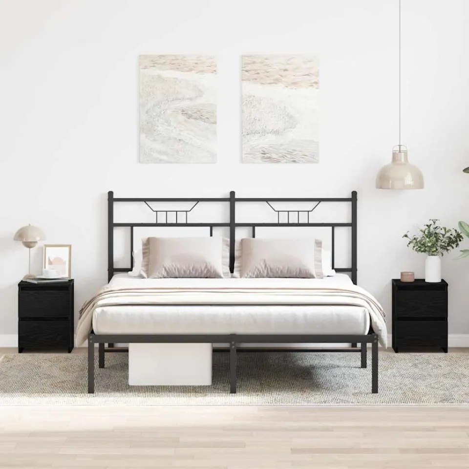 vidaXL Nachtkastje 2 st Zwart Eiken 30 x 30 x 40 cm Bewerkt hout, foto 4