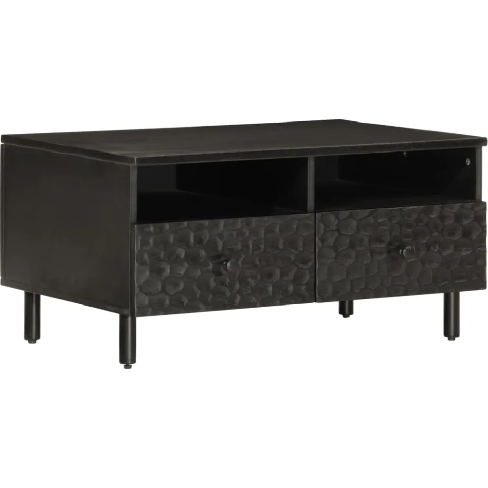 vidaXL Salontafel 80x54x40 cm massief mangohout zwart