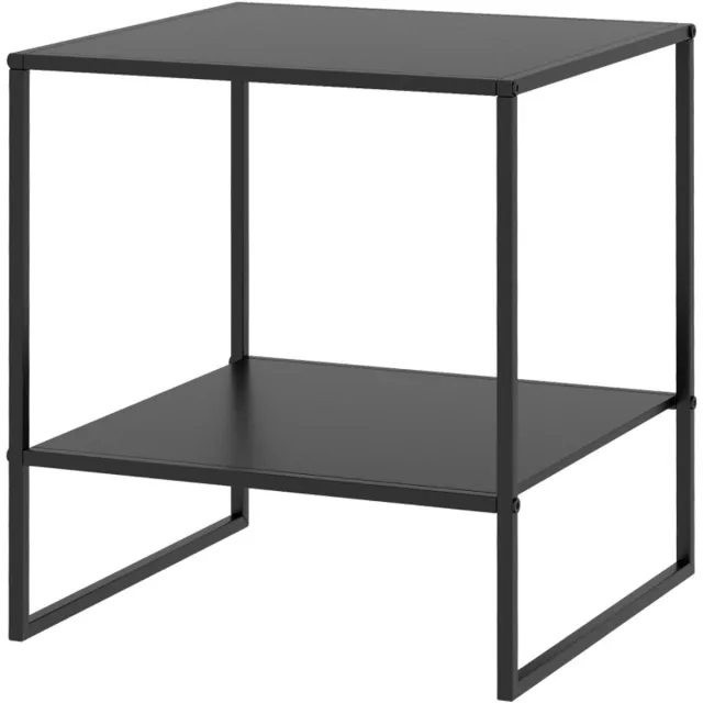 REDOM Bijzettafel Industrieel – Zwarte stalen bijzet-/nachtkast, 1 open plank, 40×40×45 cm, draagvermogen 20 kg