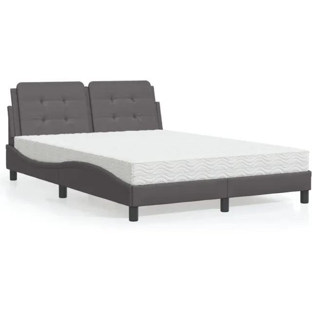 vidaXL Bed met matras Zadar kunstleer grijs 140x200 cm
