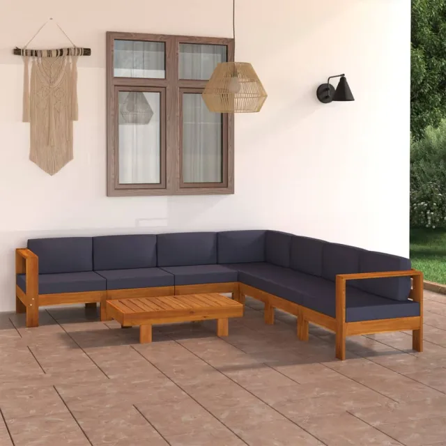 vidaXL 8-delige Loungeset met donkergrijze kussens acaciahout grijs, foto 2