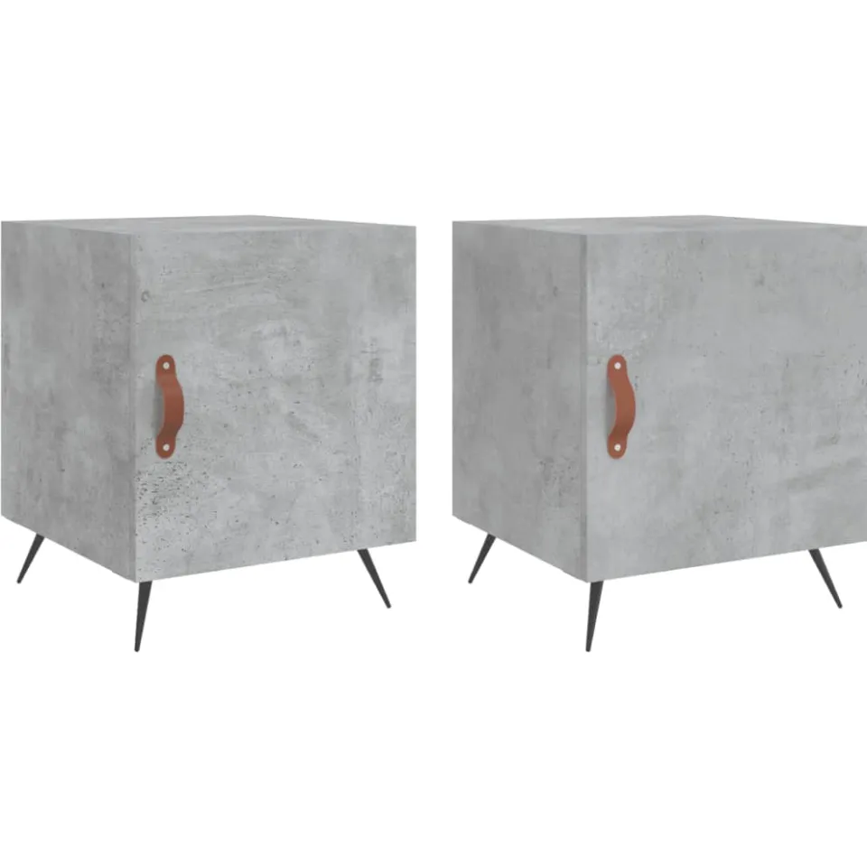 vidaXL Nachtkastjes 2 st 40x40x50 cm bewerkt hout betongrijs grijs, foto 3